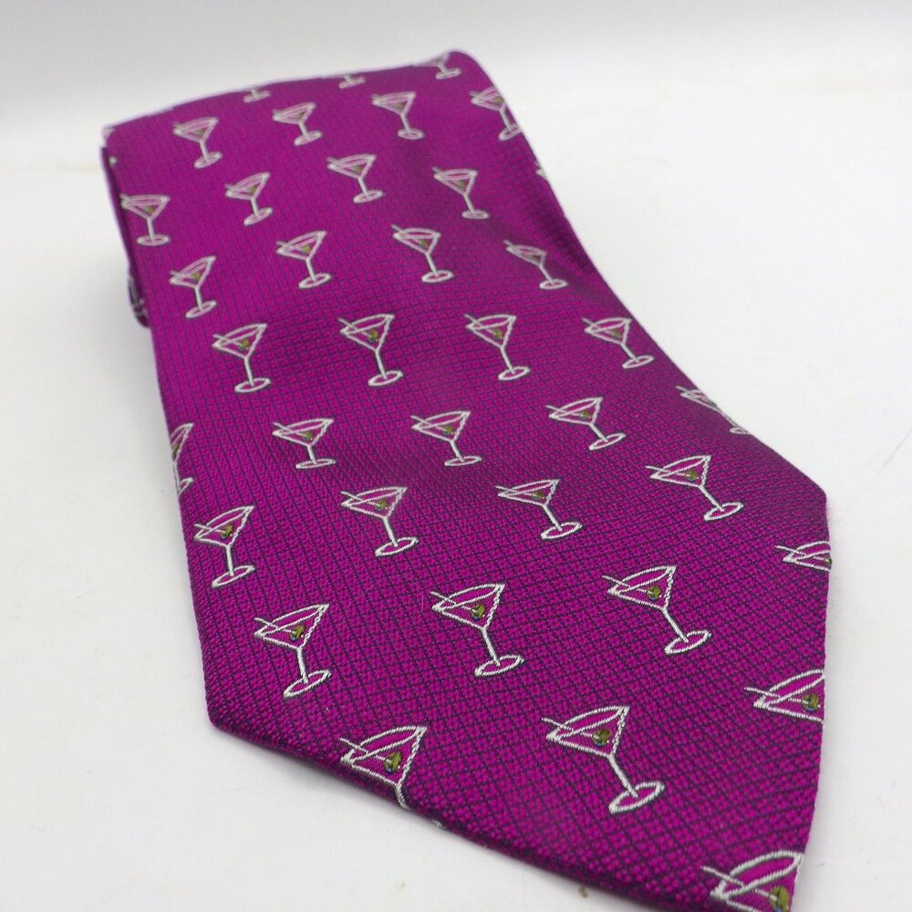 Echo Silk Neck Tie/ Martini Theme/ Made in Italy